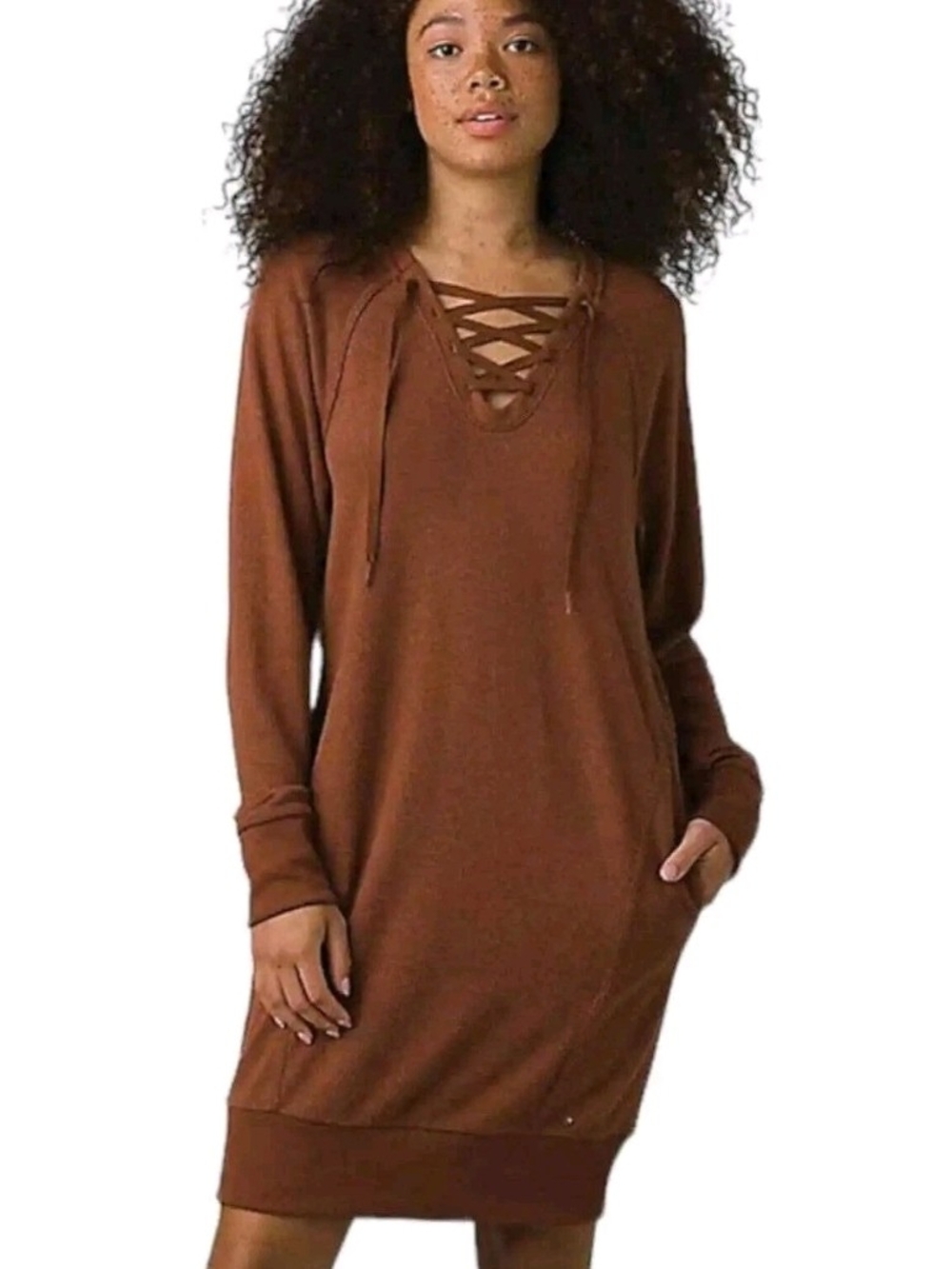 Prana Cozy Up Terry Dress in Roux Heather